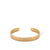 Slim gold-tone textured open cuff bracelet shown from the front